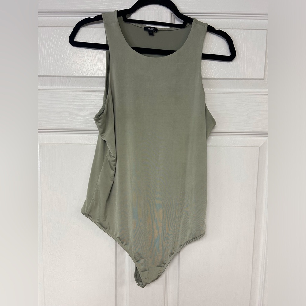 Express Olive Green Sleeveless Bodysuit